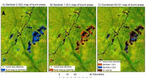 Sentinels imagery shows forest fire in Congo