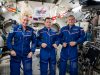 The three crew members are pictured inside the Kibo laboratory module from JAXA (Japan Aerospace Exploration Agency). Credits: NASA