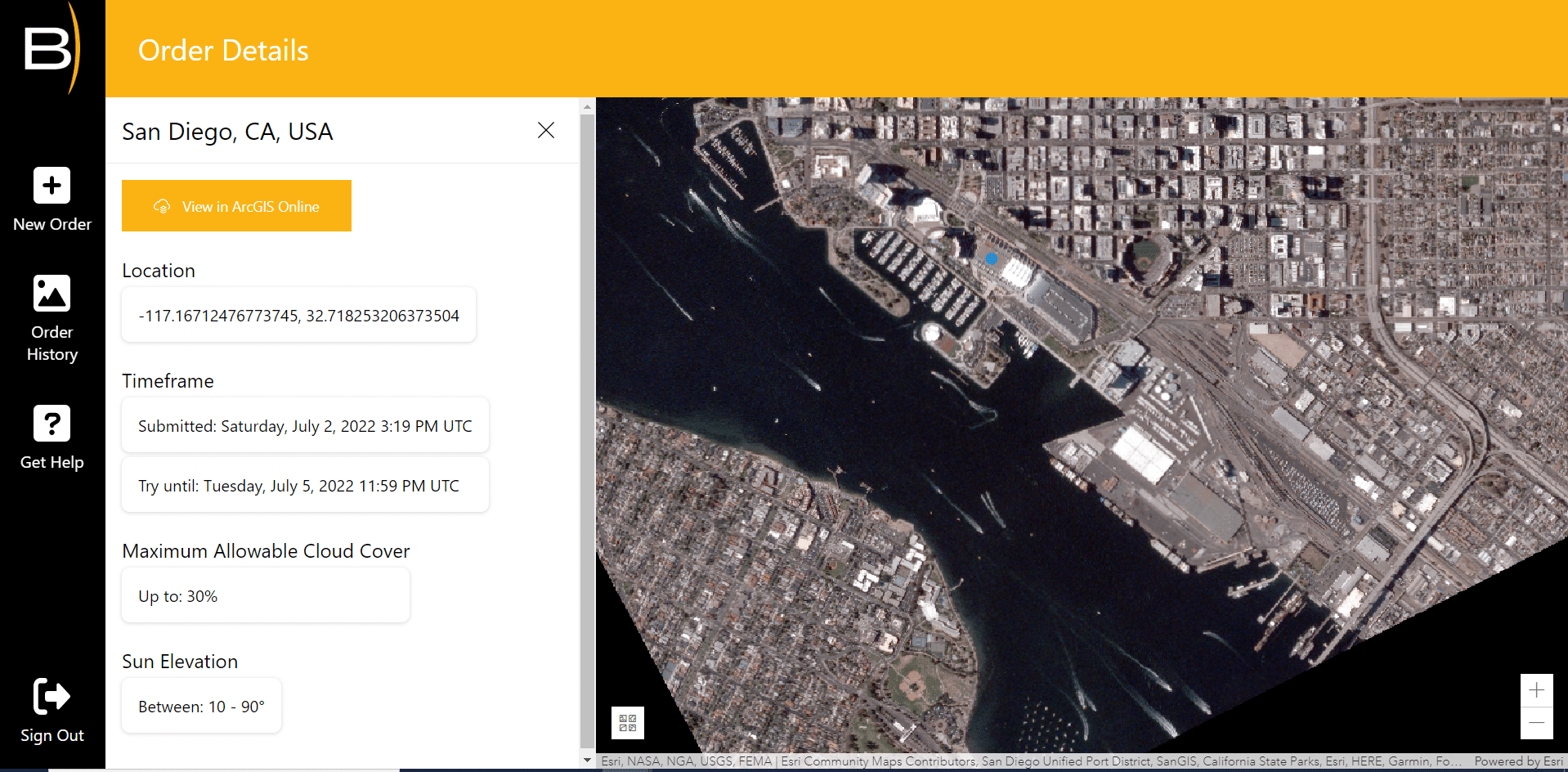 BlackSky Esri satellite tasking