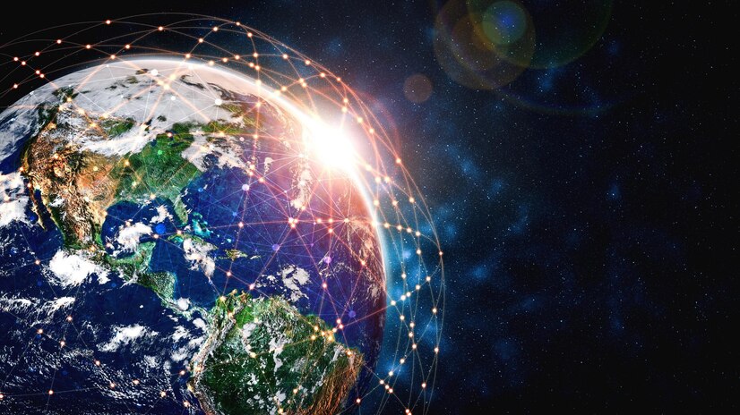 Earth image with connections around it