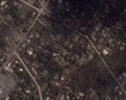 A satellite image of Tonga's capital, Nuku'alofa, after a volcano eruption and tsunami.
©2022 Maxar Technologies