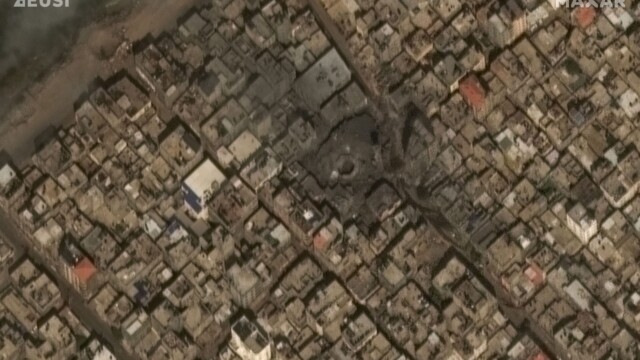 Destroyed al Gharbi mosque | Copyright: Satellite Imagery © Maxar Technologies Provided by European Space Imaging Israel-Gaza Conflict