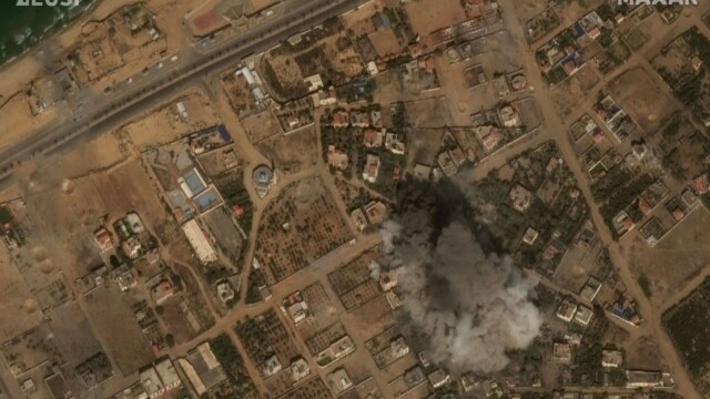 Explosion and smoke from airstrike | Copyright: Satellite Imagery © Maxar Technologies Provided by European Space Imaging Israel-Gaza Conflict