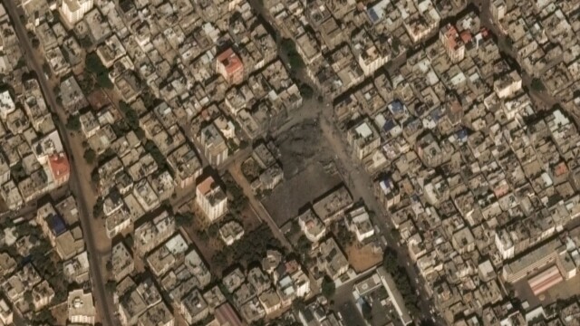 Destroyed al Sousi mosque | Copyright: Satellite Imagery © Maxar Technologies Provided by European Space Imaging Israel-Gaza Conflict